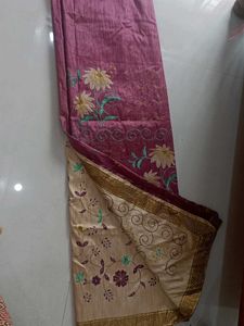 Purple Embroidered Saree With Blouse