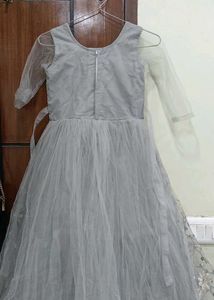 Girl's Grey Embroidered Dress