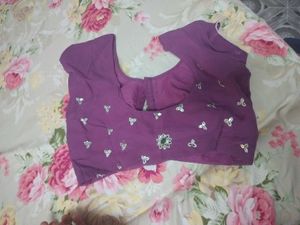 Purple Embroidered Saree with Blouse