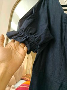 Navy Blue Button detain cute Dress