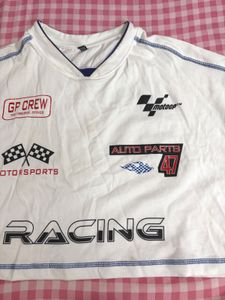 White Racing Graphic Long Sleeve Top