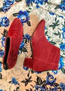 Red Suede Ankle Boots