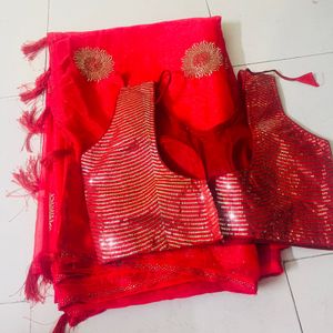Red Partywear saree