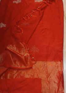 Vibrant Red Embroidered Saree