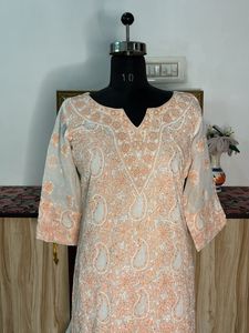 Beautiful Peach Chikankari Kurta