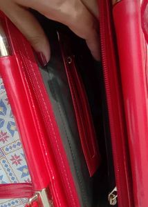 Red Metallic Finish Hand Bag
