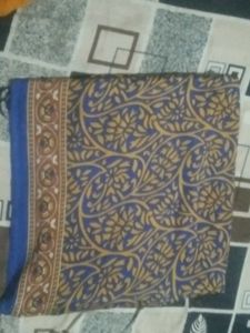 Beautiful Blue Saree with Floral Print