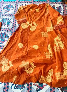 Orange Embroidered Kurta Set