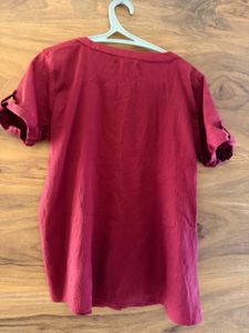 Maroon Collared Short Sleeve Top