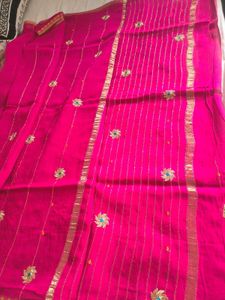 Vibrant Pink Embroidered Saree