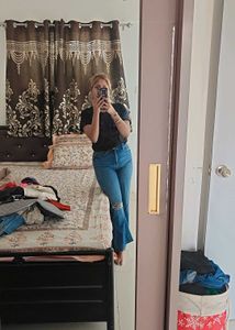 Ripped Wide Leg Denim Jeans