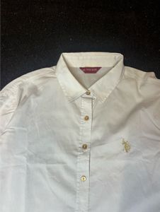 US Polo Assn White Button-Up Shirt