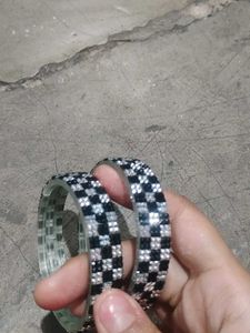 Sparkling Black & White Bangles