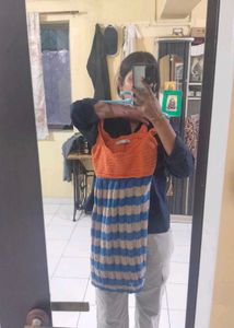 Zara Crocheted Striped Mini Dress