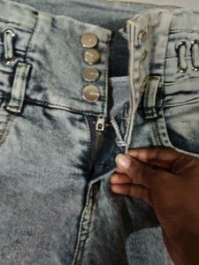 High-Waisted Acid Wash Jeans