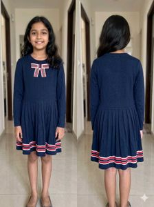 Polo Sport Girls Navy Knit Pleated Dress (100% Cot