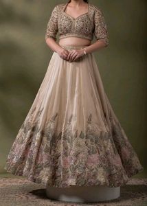 Champagne Gold Embroidered Lehenga Set