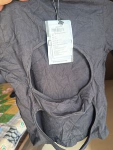 Black Cut-out Back Long Sleeve Top