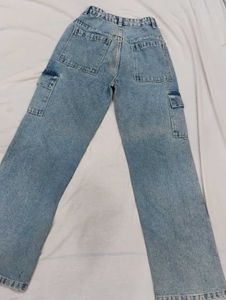 Light Wash denim Cargo Jeans