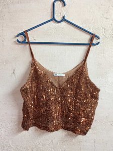ZARA Sparkly Sequin Cami Top Partywear