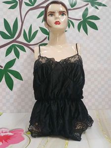 1300)Black Lace Teddy