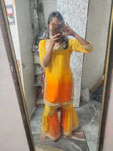 Yellow & Orange Ombre stiched Kurta Set