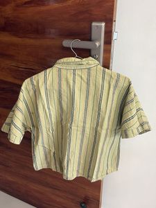 Striped Button-Up Cropped Top