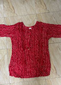 Set of 3 Cotton Bandhani Print Short kurti