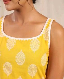Vibrant Yellow Ethnic Kurta with white la