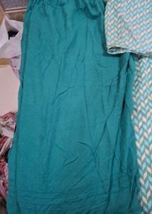 Teal &amp; White Printed Kurta Set