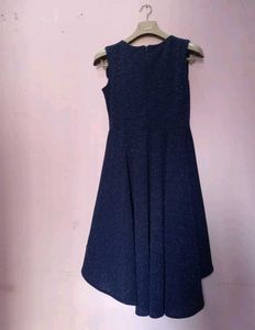 Navy Blue Shimmer Flare Dress ✨ | Party Wear Midi