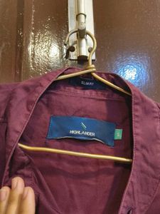 Maroon Mandarin Collar full sleeve Highlander shir