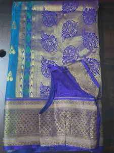 Beautiful Blue Silk Saree with Blouse