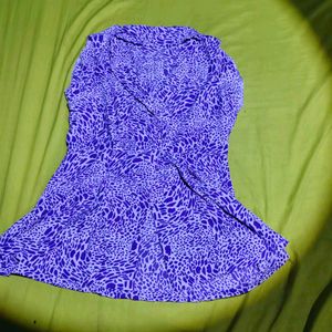 Flowy Purple &amp; White Printed Dress
