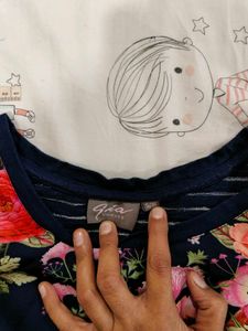 Floral Printed Navy Blue Top