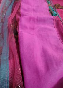 Magenta &amp; Green Saree(Stitched Small Size Blouse)
