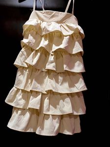 Imported Beige Ruffle Layered Mini Dress