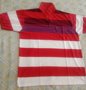 Red and White Striped T  Shirt New never used