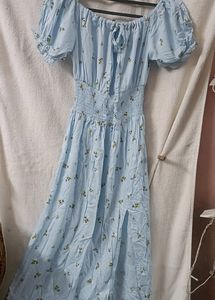Blue Floral Printed Dress
