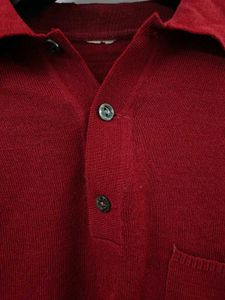 Men's Red Knit Polo Sweater