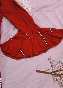 Red &amp; Black Ethnic Kurta Set with Mirror Work