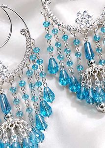 Stunning Blue Crystal Hoop Earrings