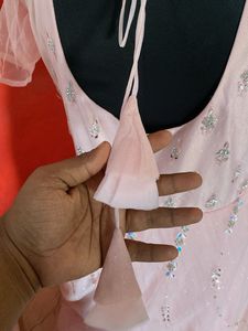 Stunning Pink Sequined Gown with shawl