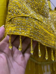 Yellow handworked sharara dress with Dupatta