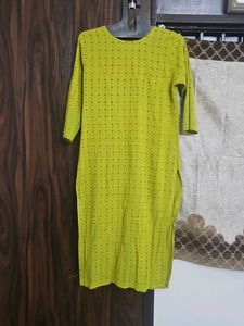 Lime Green Printed Kurta
