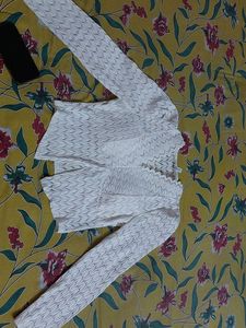 Elegant padded White Lace Blouse
