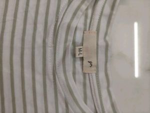stripped off white top with thread embroidery