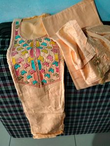 Unstitched cotton suit with dupatta