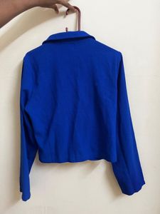Blue Fitted Long Sleeve Shirt