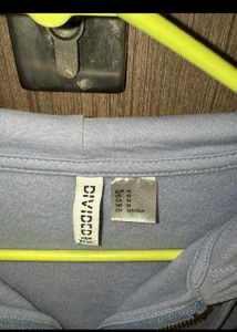 Light Blue Cropped Zip-Up Hoodie